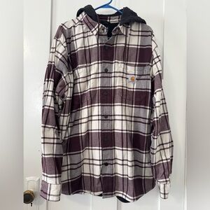 Carhartt Rugged Flex Relaxed Fit Flannel Fleece Lined Hooded Shirt Jacket